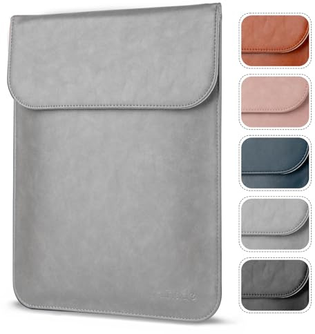 Allinside 15-16 Zoll Laptophülle für MacBook Pro 16 & Pro 15 | PU-Leder Laptoptasche für MacBook Pro 16 2021–2026 & Pro 15 2016–2019, schlank und wasserfest für Reisen, Grau