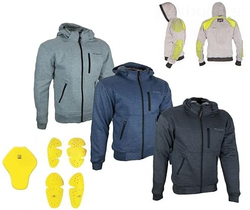 HEYBERRY Herren Hoody Motorradjacke Hoodie mit Aramid Anthrazit Gr. XL
