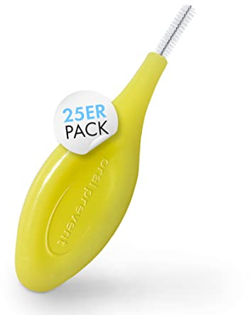 25 Stück: ORAL PREVENT Interdentalbürsten - Zahnreinigung für die Zwischenräume - Zahnzwischenraumbürste - Zahnstein-/Kariesprävention - Gelb - 0,50 mm - ISO 2