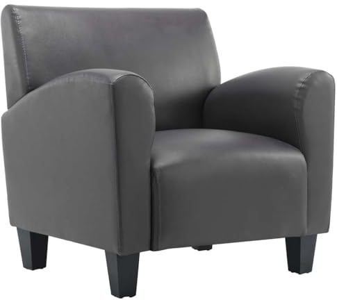 vidaXL Sillón de Cuero Sintético Descanso Relajación Decoración Clásico Muebles Interior Casa Hogar Diseño Estético Ergonómico Duradero Gris