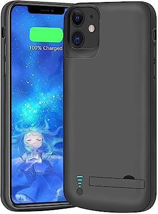 BAHOND Battery Case for iPhone 11, 6000mAh Rechargeable Extended Battery Charging Charger Case, Add 120% Extra Juice, Support Wire Headphones Black