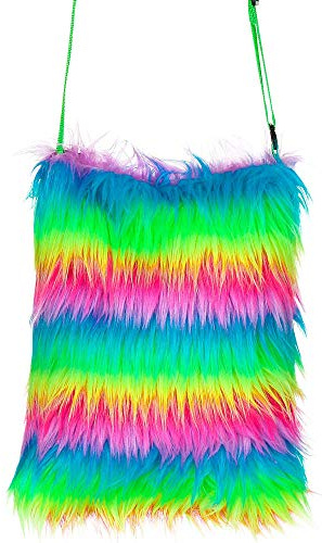 W WIDMANN Milano Party Fashion - Plüsch Handtasche mit Felloptik | Accessoire für 80er Jahre Kostüme, Festival Outfits, Karneval, Retro Mottoparty