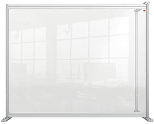 Nobo durchsichtige Schreibtisch-Trennwand aus Acryl, Freistehende Schutztrennwand, Hygieneschutz, Premium Plus, 1200x1000 mm, 1915496