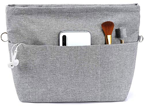 Yoillione Taschenorganizer Bag in Bag Handtaschen Organizer Damen Grau, Wasserdicht Klein Taschen Organisator mit Reißverschluss und Schlüsselanhänger