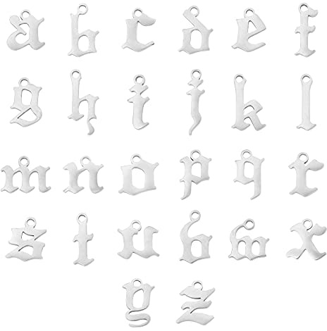 UNICRAFTALE 26pcs Hypoallergenes Alphabet Metall Charms Edelstahl Anhänger Brief Charms Glatte Charms Edelstahl Farbe Für DIY Schmuckherstellung 1.2mm Loch, Ca. 7-10 mm