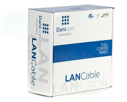 Danicom Câble sur bobine CAT6 UTP Flexible - PVC (FCA) - 100m, POE, Ethernet, LAN, câble de raccordement, câble de données, RJ45 - pour armoire de serveur, commutateurs, routeurs, modems !