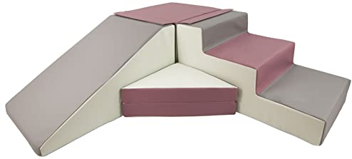 4 Großbausteine Schaumstoffbausteine Spielbausteine Bauklötze Rutsche-Set (Farbe: weiß, grau, violett)