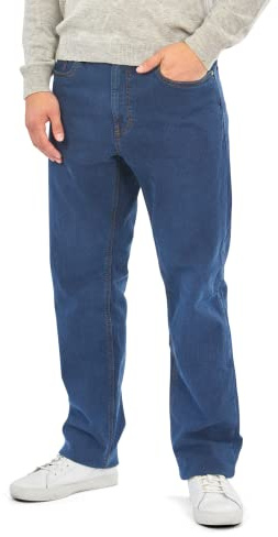 Mill&Tailor termojeans för män blå I rak passform I bekväma jeans herr I bomullsbyxor I termobyxor vinter I herrbyxor med foder I affärs- och fritidsbyxor, blå, 24