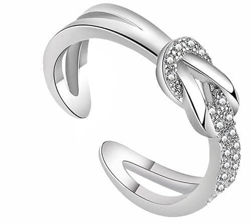 Q&D&S to My Best Friend Knot Ring S925 Sterling Silver Ring Adjustable Friendship Ring with Card (Knot Ring)