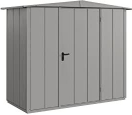 Gerätehaus ELEGANT Satteldach / 2-flügelig / 2 Größen / 5 Farben/Geräteschuppen/Gartenhaus/Aluminium-Bodenrahmen/Hohe Qualität & sehr stabile Haptik/Einfache Montage - L (8,02 m²) (RAL 7016)