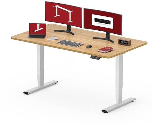 SANODESK Höhenverstellbarer Schreibtisch komplette Tischplatte Schreibtisch Höhenverstellbar Elektrisch Ergonomischer mit Flüsterleisem Dual-Motor 140x80cm