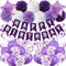 Recosis Violett Geburtstagsdeko, Happy Birthday Banner mit Pompoms Papier Girlande Wimpel Spiral und Luftballon Kindergeburtstag für Mädchen Junge Mann Frauen Geburtstags Dekorationen