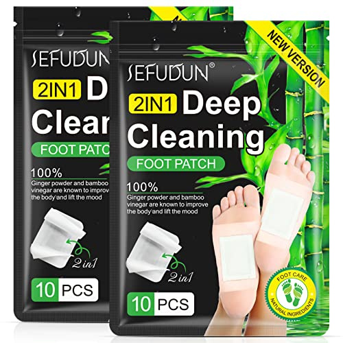 20PCS Upgrade Foot Pads, 2-in-1 Natural Bamboo Vinegar Ginger Powder Foot Pads