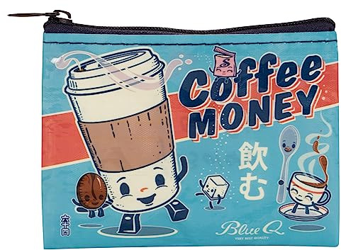 Blue Q Coin Purse – Cute Coin Pouch for Men and Women, Small Wallet Keychain Organizer, Zipper Bag for Coins, Gift Cards & Earbuds, Mini Card Holder, Compact Zip Wallet, 3h x 4w