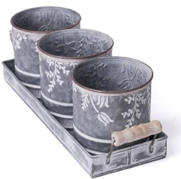 SEINHIJO 3pcs Planteur Cactus Succulent Pot de Plantes Fleur Arts Statue Moderne Cadeau Décor Maison Figurine Métal Sculpture 36cm