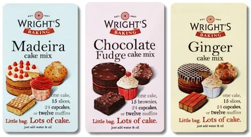 FEZ KEKE WRIGHT'S BAKING CAKE MIX COLLECTION - 3 X 500G (1x Ginger Cake mix, 1x Chocolate Fudge cake mix, 1x Madeira Cake mix)