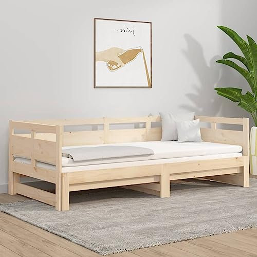 Homgoday Dormeuse ausziehbar aus massivem Kiefernholz, 2 x (90 x 200 cm), Schlafsofa Dormeuse, Wohnzimmer, Sofa, modernes Sofa, Outdoor-Sofa für den Garten, Loungesofa, Möbel
