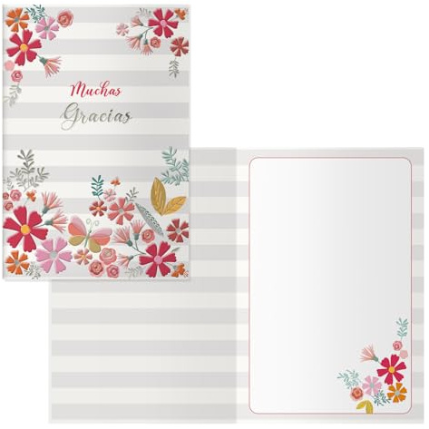 DOHE - Dankeskarten Vielen Dank - Packung mit 6 Stück - Größe: 11,5 x 17 cm (geschlossen) - Inklusive Umschlag zur Aufbewahrung der Karte - Modell Petalos