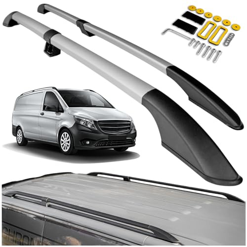 CHROMEMASTER | Compatible con Mercedes Vito/V-Klasse W447 Long 2014+ | Barras Portaequipajes, Rieles de Techo; Se Utilizan para el Montaje de Portaequipajes de Techo, Cajas de Techo o Portabicicletas