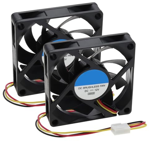 The Lord of the Tools 2pcs 12V 7015 Case Fan Computer CPU Fan 3pin PC Cooler Fan 2200 RPM Brushless Cooling Fan for Computer Ventilation Exhaust Fan Replacement DIY Cooling 70 x 15mm