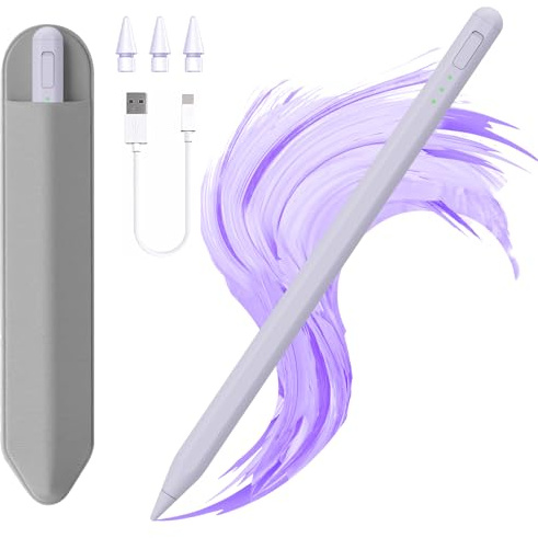 Stift für iPad 11 & 10. Gen, Air 11” & 13“ (M3/M2), Stylus Pencil für Apple iPad 11/10/9/8/7/6/A16, Pro 3/4/5/6/M4, Air 3/4/5, Mini 5/6 mit Schnellladeleistung Palm Rejection, Neigungssensitivität