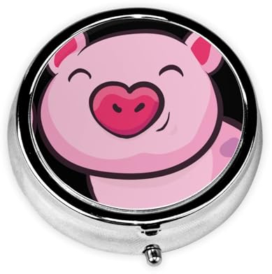 Smile Pillendose mit pinkem Schweine-Aufdruck, rund, Mini-Reisebegleiter für Ihre Medikamente