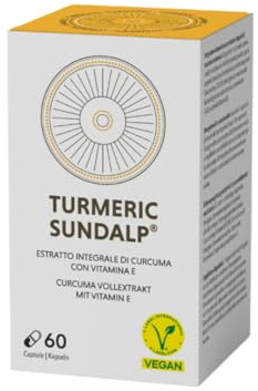 SUNDALP Turmeric | Integratore per Benessere Digestivo e Articolare | Integratore Alimentare con Estratto Integrale di Curcuma Longa e Vitamina E - 60 Capsule