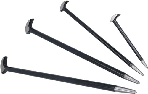 Unibos | 4pc Heavy-Duty Solid Steel Heel & Toe Pry Bar Crow Bar Wrecking Knuckle Set | Sturdy 6, 12, 16 & 20 Inches Bars | Ergonomic Design for Maximum Leverage & Durability (4)