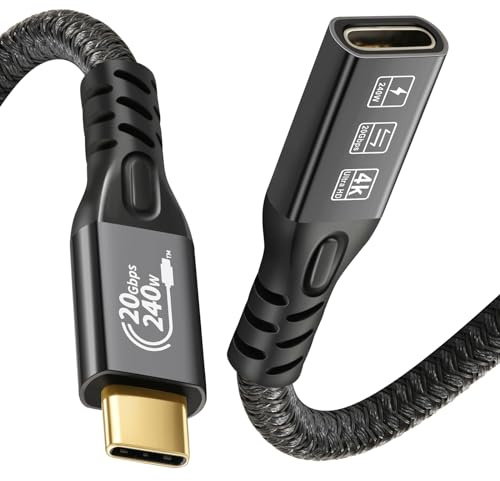 CHENLENIC 20Gbps USB C 3.2 Verl?ngerungskabel, USBC 3.2 Gen2 Typ-c Stecker zu Buchse Extender Kabel Ultra HD 4K@60Hz 240W Laden 20Gbps Daten¨¹bertragung mit externer SSD eGPU