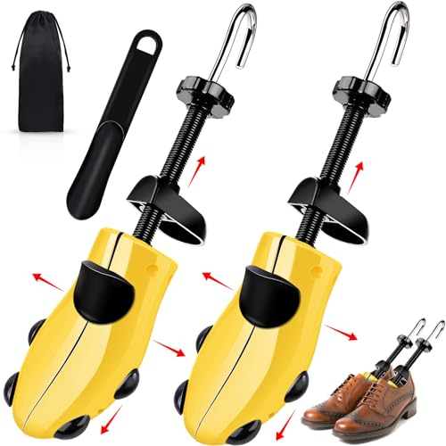 BGIUSQF 2 Pcs Forma Scarpe Uomo, Allarga Scarpe, Forme per Scarpe, Larghezza Regolabile, Tendiscarpe In Plastica, Con il Tiro Delle Scarpe Tendiscarpe Uomo, Taglia 40-47, Giallo