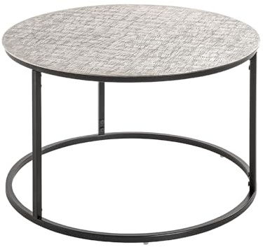 HAKU Beistelltisch rund schwarz Silber Metall runder Couchtisch klein - Maße: H 37 x Ø 59 cm Style: Modern