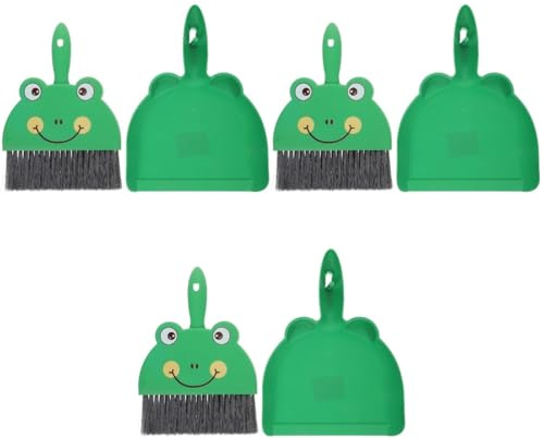 3 Ensembles Ensemble de pelles à poussière balayette Bureau poussiere Vert fouetter Un Balai Pelle à poussière Petite Brosse de comptoir de Balayage Petit Outil de Nettoyage PP PRETYZOOM