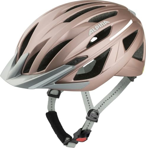 ALPINA Gent MIPS - Reflektierender, Optimal Sichtbarer & Sicherer MIPS Fahrradhelm mt Fliegennetz Für Erwachsene, Rose matt, M (55-59 cm)