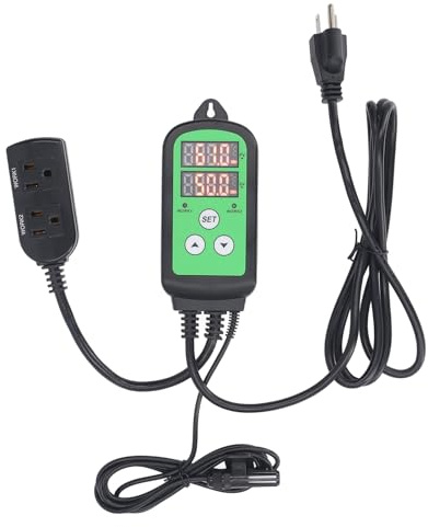 Temperature and Humidity Controller, 1500W Pre Wired Digital Humidity Regulator with Dual LED Display Digital Humidity Controller Device for Greenhouses, Hatching