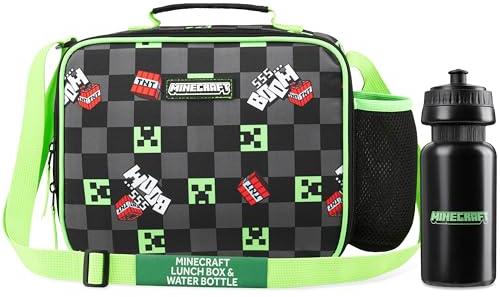 Minecraft Insulated Lunch Bag for Kids Creeper Lunchbox for Boys School Supplies Food Carrier Snacks Picnic Beach Days Travel Gamer Gifts for Kids (Black/Green)