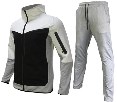 Generico Tuta Uomo Cotone Felpa Blu Senza Cappuccio Maglione Smanicato Pantaloni Cargo Con Zip Y2K Scollo A V Intera Da Lavoro Impermeabile
