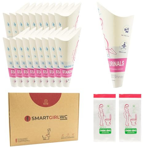 SMARTGIRL WC 20 Einweg-Pipi-Kegel für Damen – tragbares Urinal aus kompostierbarem Karton, BPA-frei, 2 Sets mit 10 Stück