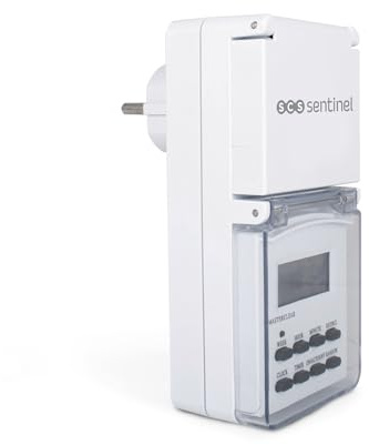 SCS Sentinel ElektroProg Outdoor Prise Programmable Extérieure IP44 – 10 Programmations – Écran LCD – Fonction Aléatoire – Mode 12/24H - Programmation Prise Pratique - HCN0082