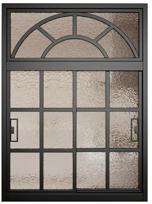 Generisch Markisenfenster mit Türhandlauf, gewölbter wandähnlicher Fensterrahmen, Metallrahmenfenster mit gehärtetem Glas for Konditorei, Café, Blumenladen(Black,120X80CM/46.8X31.2in)