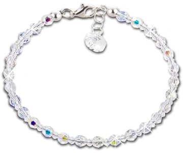 Bracelet fin Schöner-SD en argent 925 avec perles de cristal Swarovski® de 4 mm