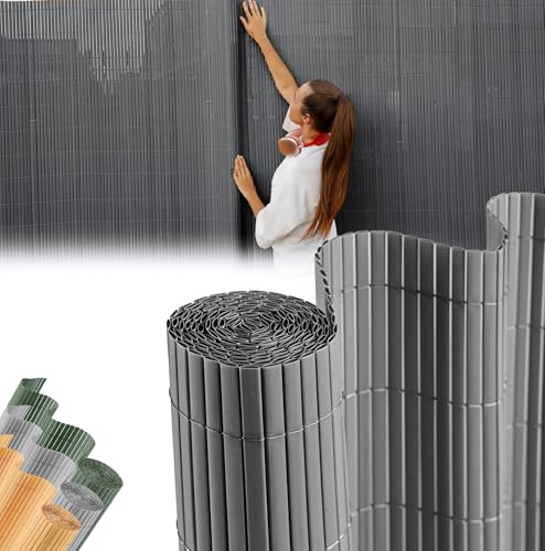 STREND PRO PVC Sichtschutzmatte für Garten, Terrasse | Antrazit | 1.5m Hoch, 3m Länge | Wetterfester Sichtschutzzaun für Privatsphäre und Windschutz | Gartensichtschutz ohne Bohren, Gartenzaun