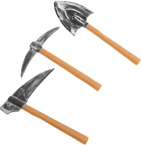 TOBBOMEY 3stücke Zwergenkostüm Spitzhacke Sichelschaufel Set Für Bühnenauftritte Halloween Karnevalsspielzeug Accessoire Requisite Spielzeug Dekorativ Falsch Schaufel Gnomes Accessoire Für
