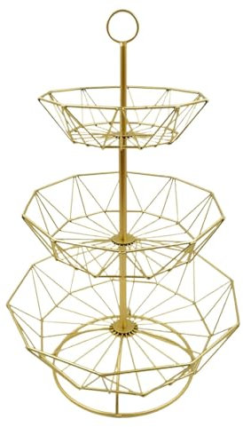 3 Tier Fruit Storage Basket, Vegetable Stand Vintage Style, Vegetable Basket 3-Tier Metal Detachable Fruit Basket Fruit Bowl Vegetable Bread Basket Display Storage Stand for Kitchen