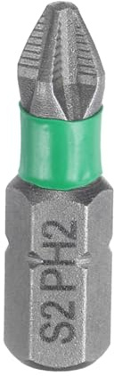 sourcing map #2 Anti Slip Phillips Impact Screwdriver Bit PH2 1/4 Hex Shank 1 (25mm) Magnetic Cross Head Drill Bits Sandblasted S2 Steel Screw Driver Power Electric Tools, Gray/Green