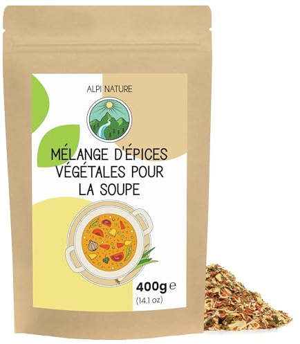 Alpi Nature Mix di Spezie Vegetali per Zuppe 400g, Erbe e Spezie Essiccate e Macinate per Cucina