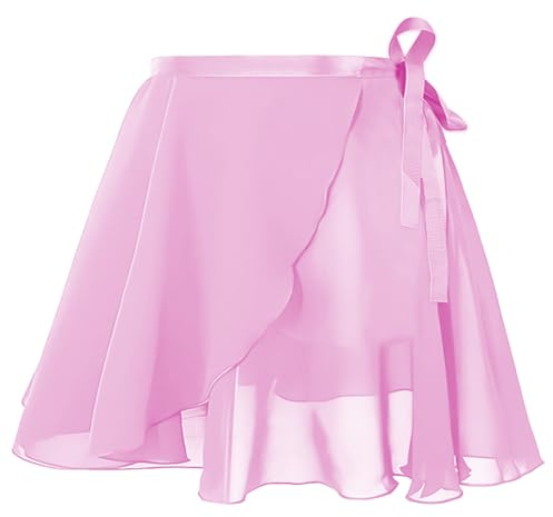 AYBUY Damen Ballettrock Wickelrock, Tanz Rock aus Chiffon Mit Verstellbare Taille Krawatte, Gymnastik Ballettrock Geeignet für Mädchen und Frauen (Rosa)