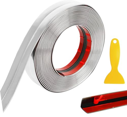 SXTDKMJ Zierleisten Selbstklebend 2cm×10m, Kantenschutz Selbstklebend Wasserdicht Flexible Winkelprofil Schneidbar Eckleiste für Türrahmen Fenster Schränke Tischkantenschutz, Silber