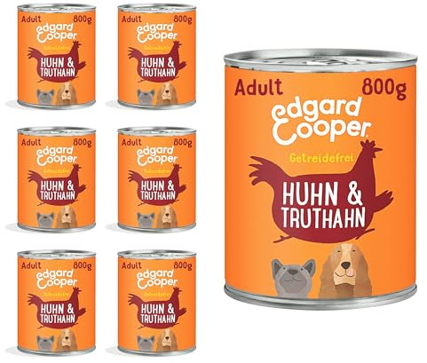 Edgard & Cooper Nourriture Humide pour Chien (Poulet et Dinde, 800 g x 6), Nourriture Humide pour Chien 800 g, sans céréales, ingrédients naturels et Viande fraîche, Pleine d'acides aminés Essentiels