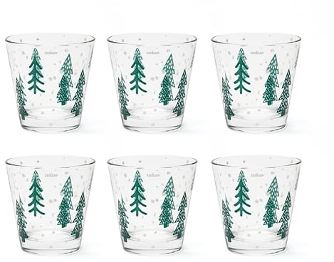 Excelsa Green Winter Lot de 6 verres à eau, 250 ml, 8,5 x 9 cm