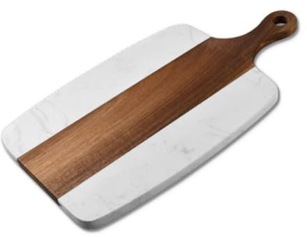 NiuLumea Planche à fromage 2 en 1 en marbre et bois pour charcuterie et plateau de service pour viandes, fruits et légumes, accessoire de cuisine élégant pour le divertissement
